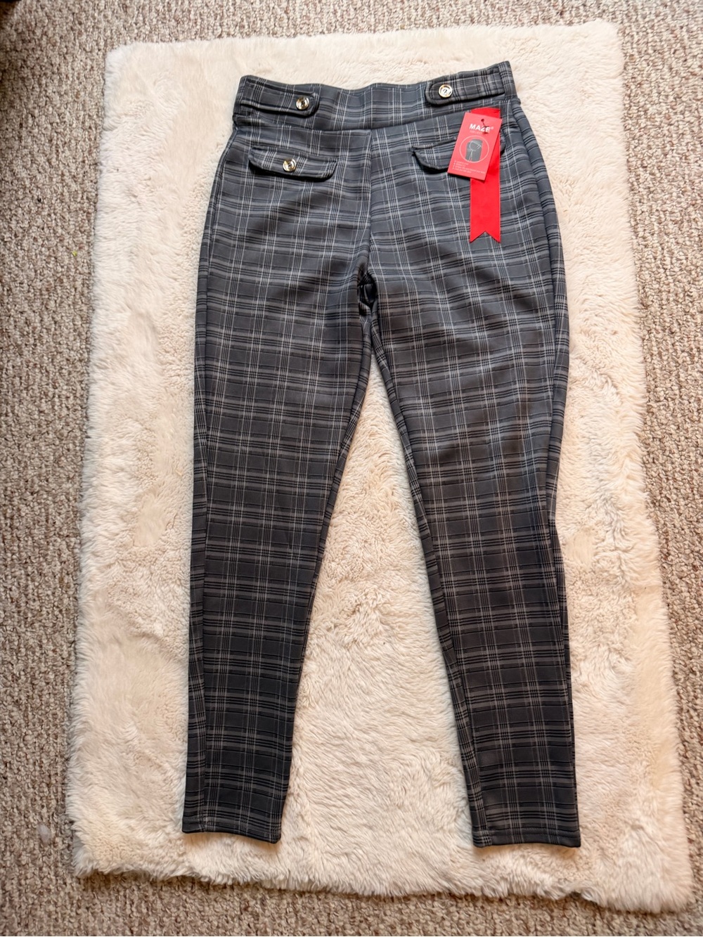 Maze Classic Plaid High-Waist Women’s Pants – Gray